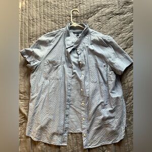 Tommy Hilfiger Blue polka dot short sleeve dress shirt Women Size XL
